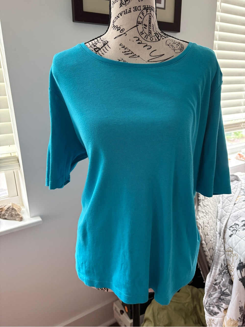 Chico's Teal Short Sleeve Crew Neck Tee